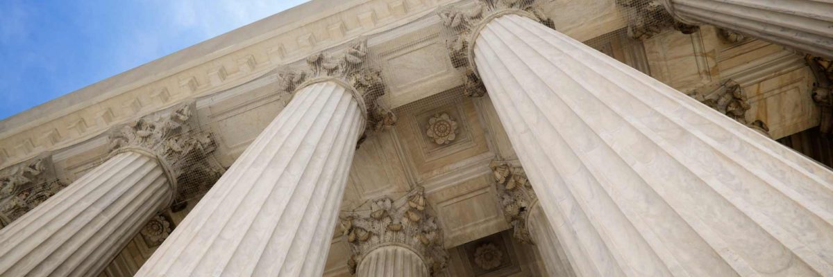 Grand Stone Columns of USA Supreme Court Building Washington DC
